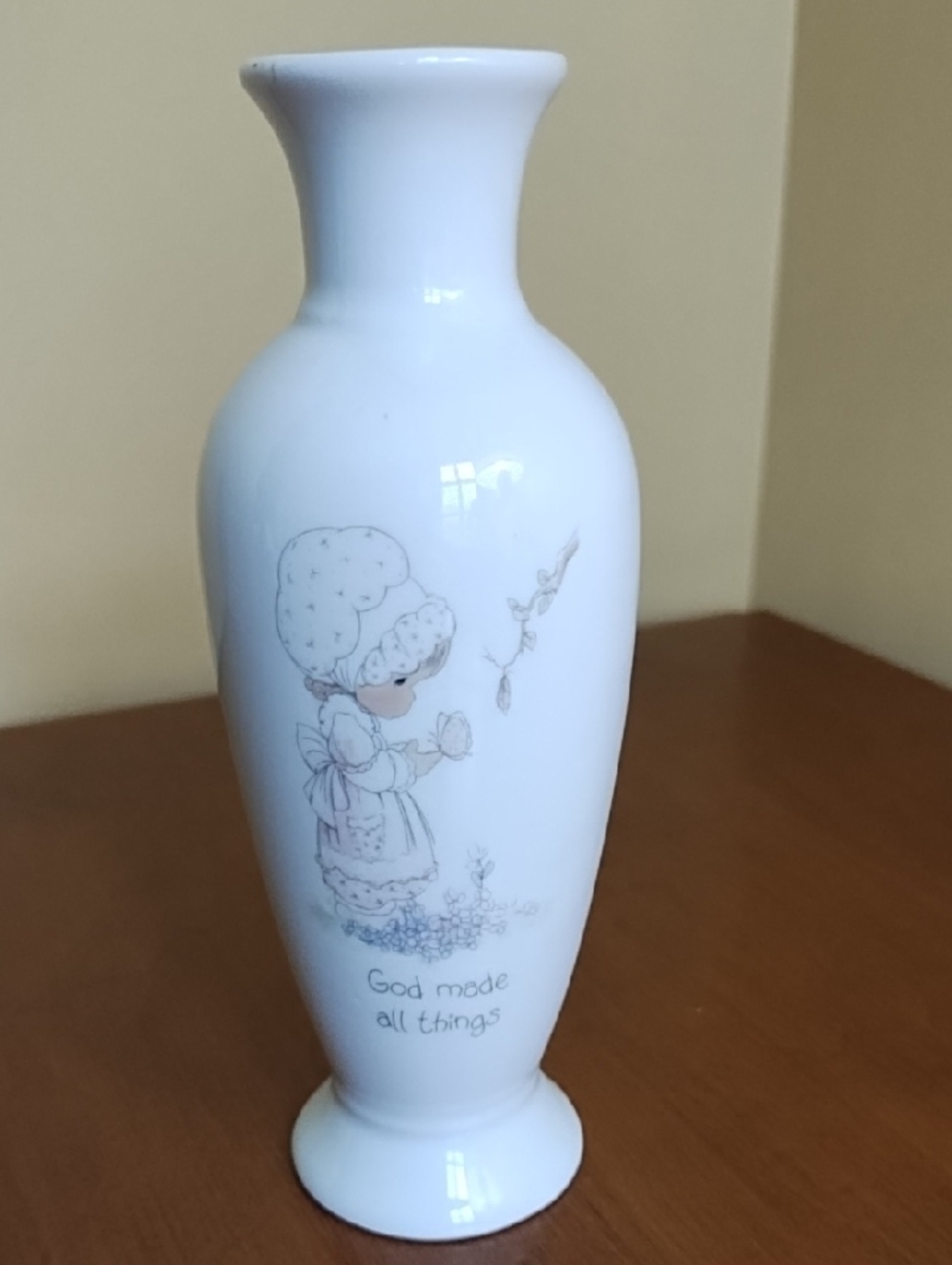 Vintage Precious Moments Porcelain Bud Vase God Made All Things Enesco 1985